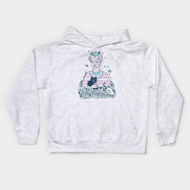 cosmic frida Kids Hoodie by Paolavk